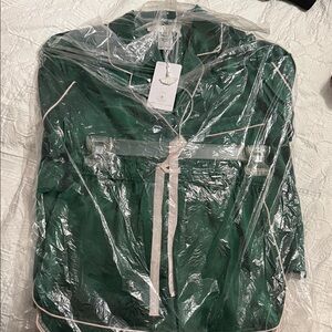 Corey Lynn Calter Green Pajama Set with Pink Accents